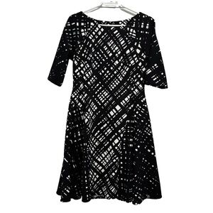 Rabbit Rabbit Rabbit lined black and white geometric lined dress sz 12